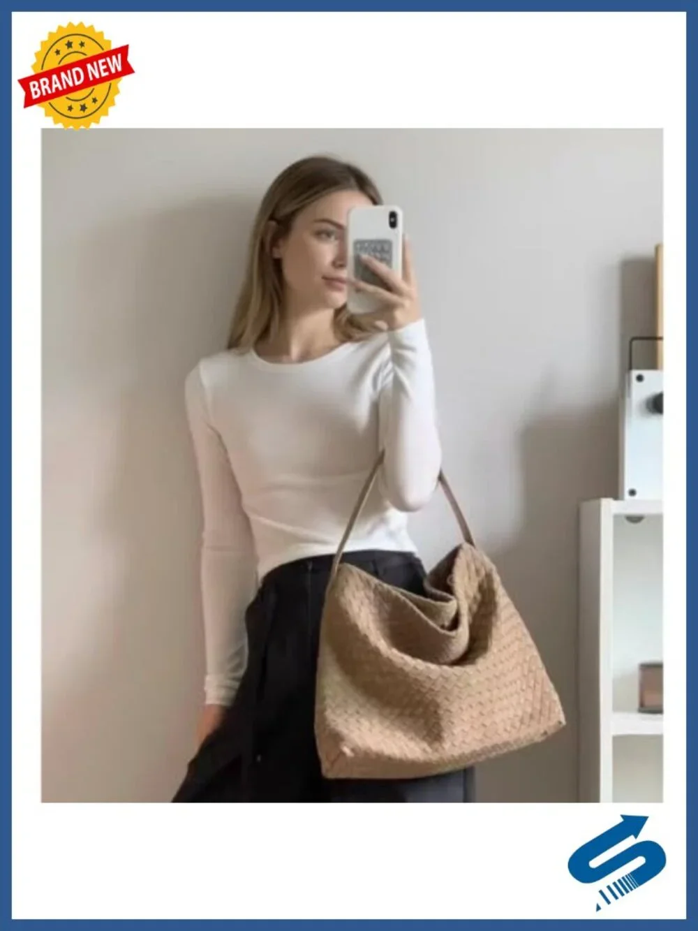 Woven Suede Hobo Shoulder Bag Vegan Tote